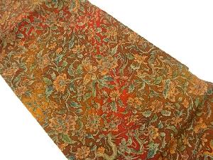 縮緬地蝶に草花模様名古屋帯